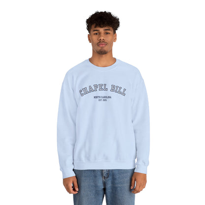 Chapel Bill Crewneck Sweatshirt - Curved - NC Est. 2025