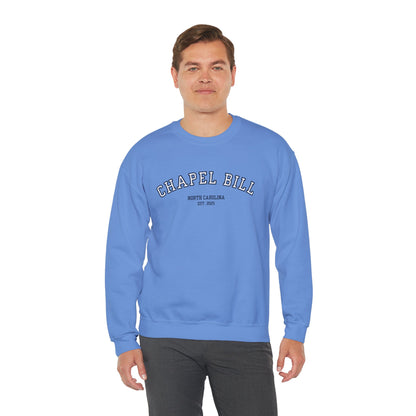 Chapel Bill Crewneck Sweatshirt - Curved - NC Est. 2025