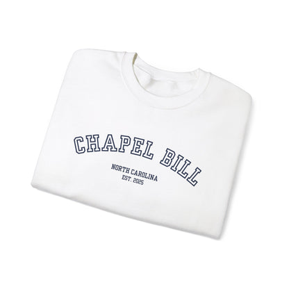 Chapel Bill Crewneck Sweatshirt - Curved - NC Est. 2025