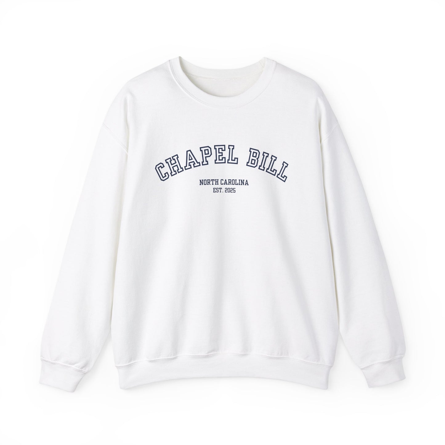 Chapel Bill Crewneck Sweatshirt - Curved - NC Est. 2025